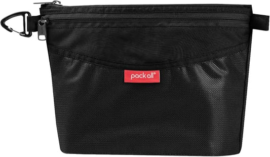pack all Double-layered Water-Resistant Zipper Pouch, Mesh Zipper Bags for Storage, Travel, Office & Home Organization (Black, Medium)