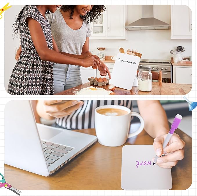 Affrolling 12 Sets Small Whiteboard Dry Erase Boards 5" x7'' Mini Double Sided Dry Erase Lap Boards with Markers Erasers Pen Holders Personal Whiteboards for Students Classroom Teacher