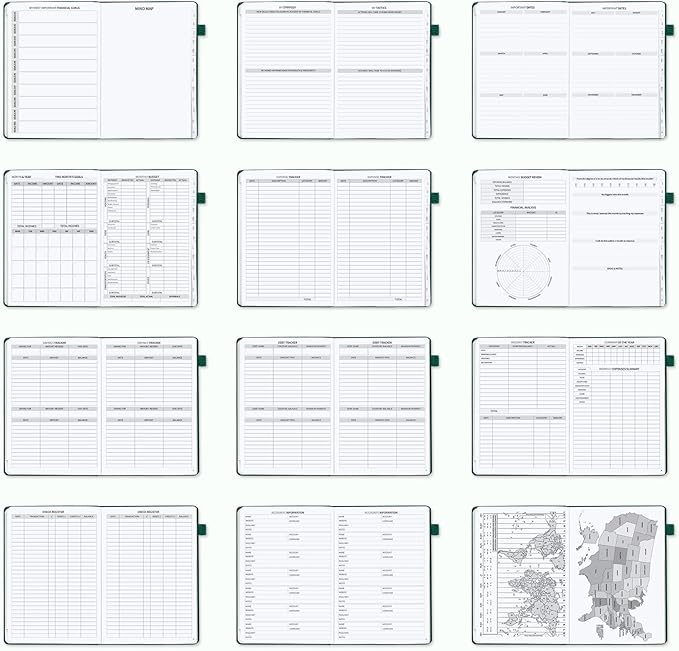 Budget Planner with Monthly Tabs - 7" x 10" Hardcover Budget Book, Monthly Bill Organizer with Pockets, Undated Finance Planner with Expense Tracker Notebook to Take Control Your Money-Dark Green