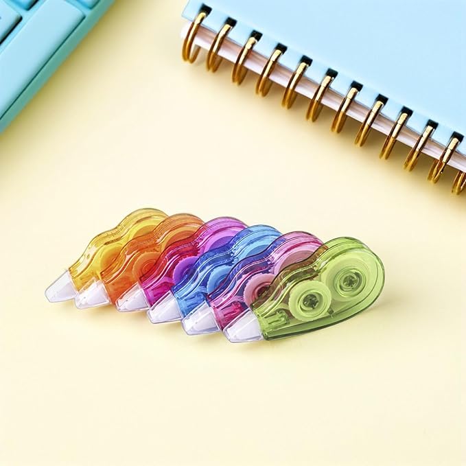HANABASS 6pcs Correction Tape Set 12m Large Capacity Convenient Student Supply Colored Stationery for School and Office Use Random Color