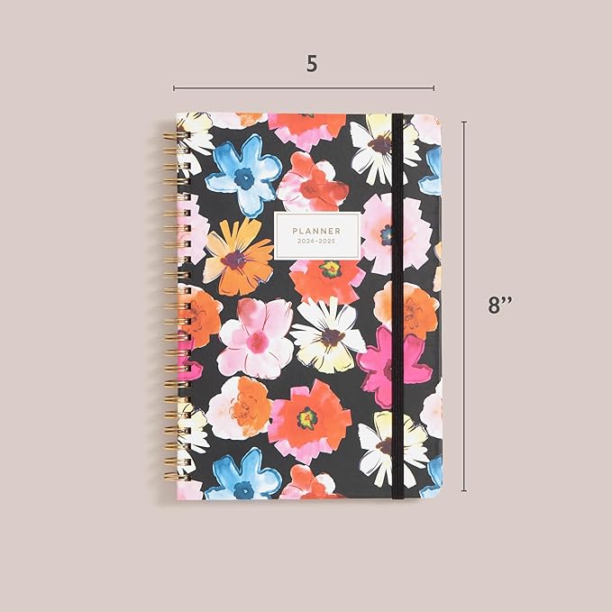 Blue Sky 2024-2025 Academic Year Weekly and Monthly Planner, 5" x 8", Hard Cover, Wirebound, Pop Garden (150661)
