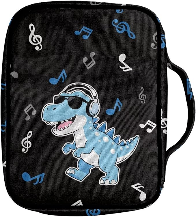 Coldinair Funny Dinosaur Bible Covers Bag for Kids Teen,Cool Carrying Book Case Church Bag Bible Holder with Handle and Zippered Pocket
