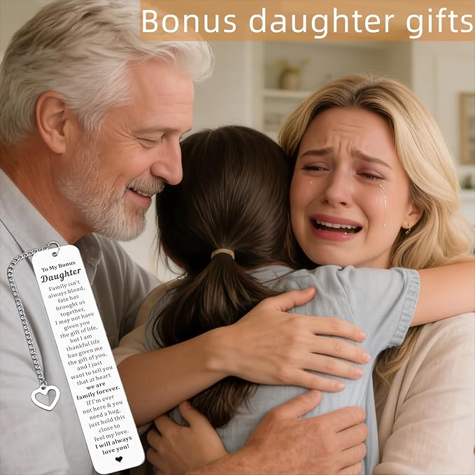 Bonus Daughter Gifts - to My Bonus Daughter Bookmarks, Unbiological Daughter Gifts, Stepdaughter Gift from Stepmom, Stepdaughter Back to School Going to College Birthday Gift