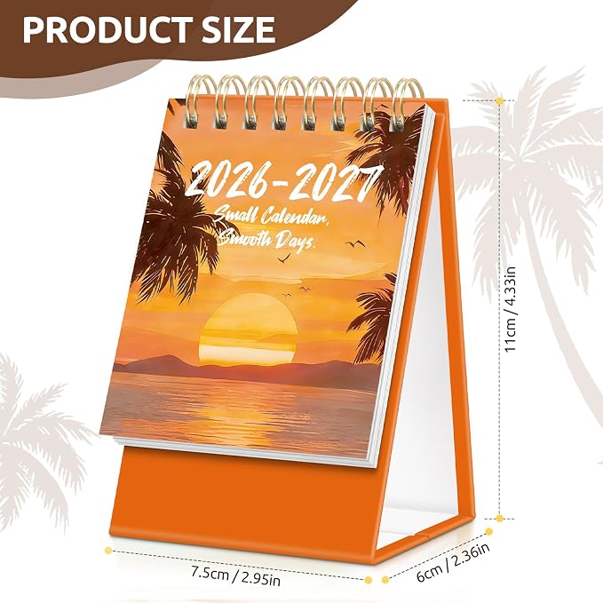 KONVINIT Small Desk Calendar 2026-2027, Sunset 2026 Desk Calendar - Runs From July 2026 Until December 2027, 18 Months Mini Desktop Calendar 2026 for School, Home & Office Supplies