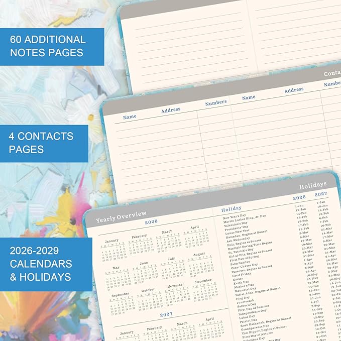 2026-2029 Pocket Planner/Calendar - 3 Year Monthly Planner 2026-2029, July 2026 - June 2029, 6.3" x 3.8", 60 Notes Pages, Inner Pocket, Pen Loop, Elastic Closure, Perfect Organizer for Purse