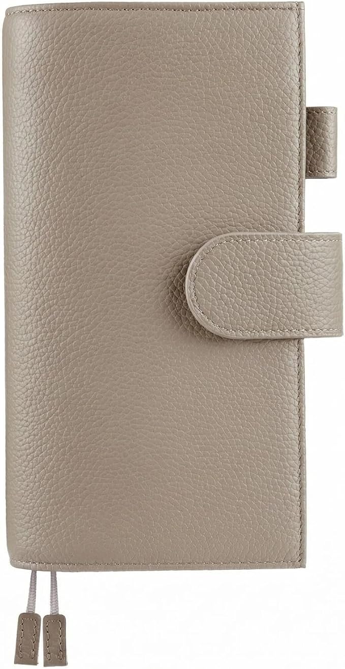 Genuine Leather Cover for Hobonichi Weeks/Weeks Mega with Pen Loop, Card Slots, Back Pocket, and Bookmarks, Multi-functional (Taupe)