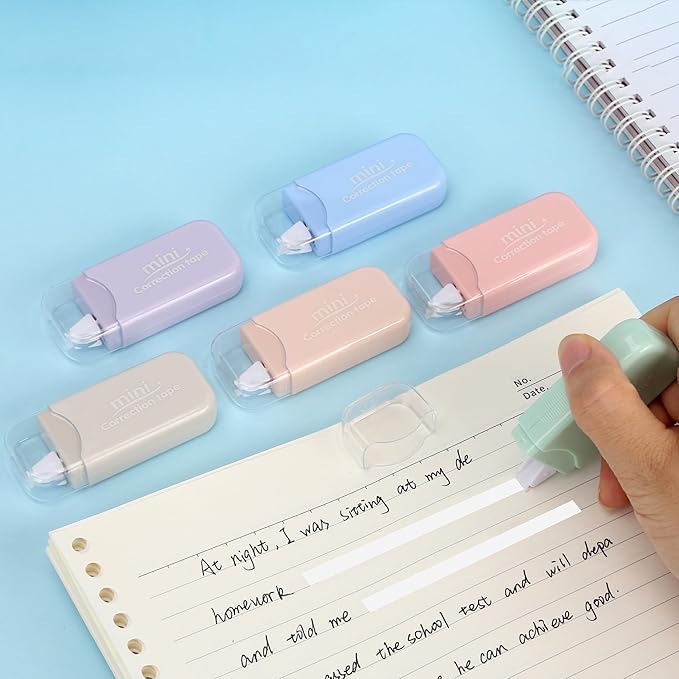 White Correction Tape, 6 Pack, 13.13 Feet Mini Correction Tape, Writing supplies and correction supplies for School And Office. (Milkshake)