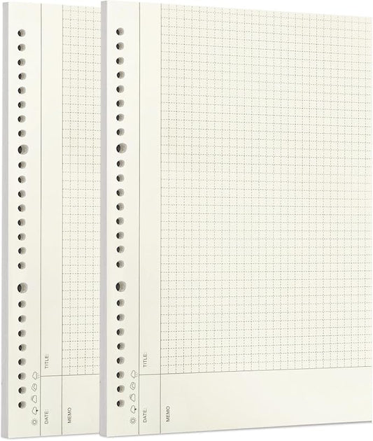 Zelten 2 Pack B5 120 Sheets/240 Pages Connell Blank Loose Leaf Punched Paper Refills Paper for 26 Hole Binder Personal Organizer Diary Notebook Refillable Planner