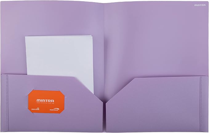 Mintra Poly Pocket Folders 3pk - Heavy Duty (Salmon/Sage Green/Lavender)