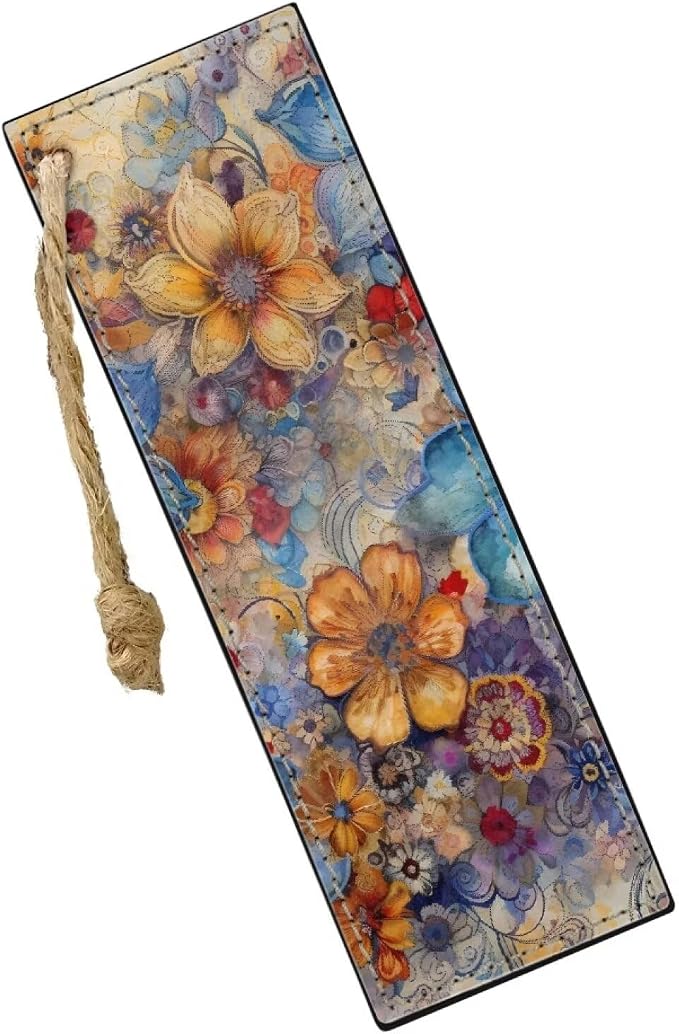Vintage Flowers 2 PCS Leather Bookmarks for Women, Men, Book Lovers, Page Markers for Students Teachers Reading Bookmarks Accessories for Book Lovers
