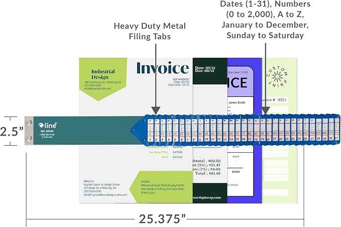 C-Line Heavy-Duty Indexed Sorter, 31 Dividers, Alpha/Numeric/Month/Date/Day Index, Letter Size, Blue Frame