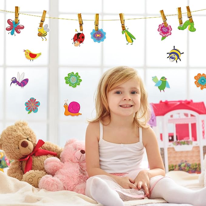 135 Pieces Spring Bulletin Board Decorations Classroom Flowers Cutouts Spring Multiple Color Flower Bird Animal Bulletin Board Decorations for March Easter Kids School Classroom Party Church Supplies