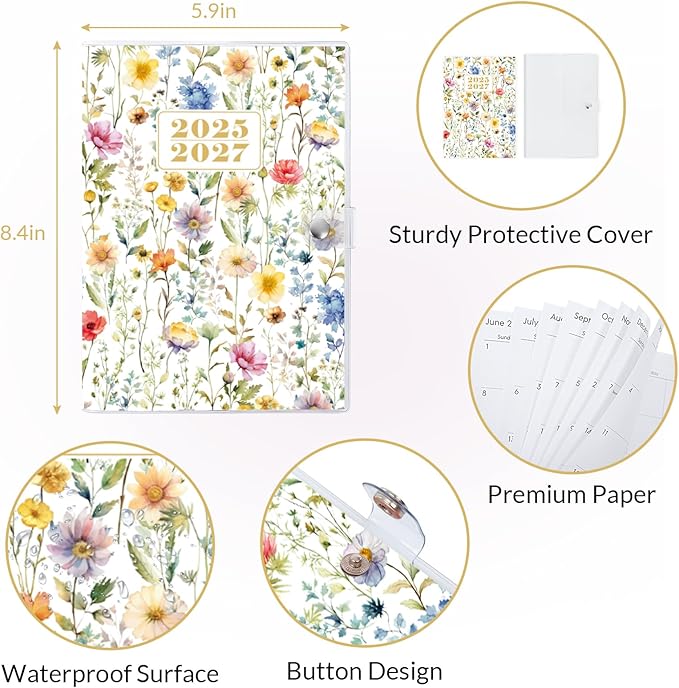 KONVINIT 2025-2027 Monthly Planner, 30 Months Calendar Planner 2026 - Runs From July 2025 Until December 2027, 5.9'' x 8.4'', Floral Monthly Planner 2025-2027 for Office Supplies