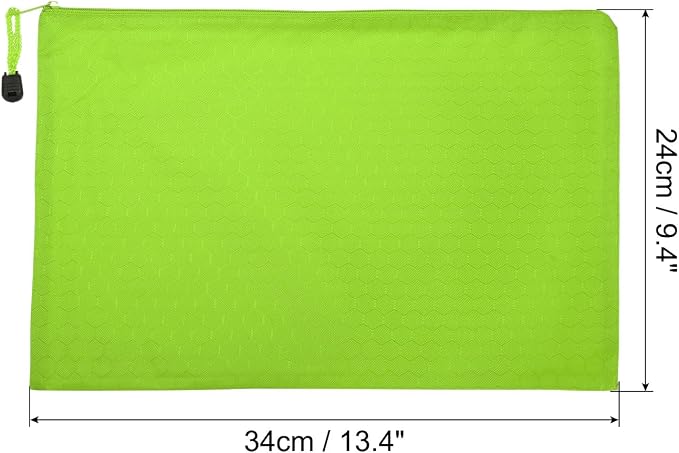 PATIKIL Waterproof Zipper File Bags, 3 Pack A4 Document Holders Pencil Pouch for Office, Green