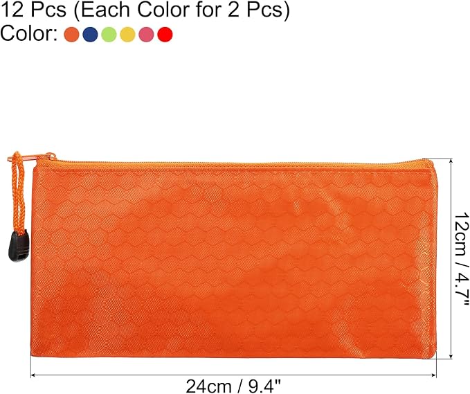 PATIKIL Waterproof Zipper Bags, 12 Pack A6 Pocket File Pouch Storage Accessory for Office Travel Supply, Multicolor