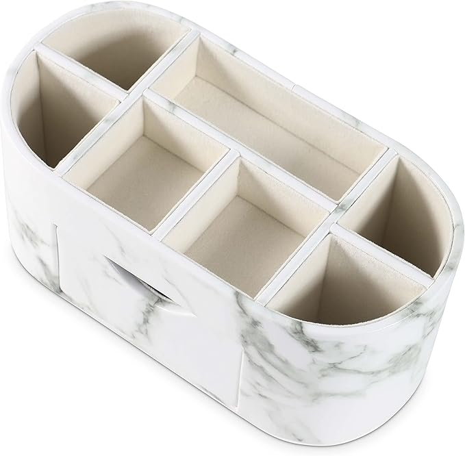 My Space Organizers Marble Desk Organizer For Office Supplies Desk Accessories - Pencil Pen Holder Decor - Home School College Organization Desktop Caddy - Faux Leather