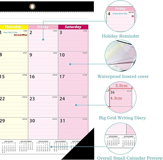 2026 Desk Calendar, AgePlace Wall Calendar 2026-2027 Covers January 2026 to June 2027, 17" X 12" Large Size With Holidays, Desktop Monthly Calendar for Home Classroom School & Office Or teacher Gifts