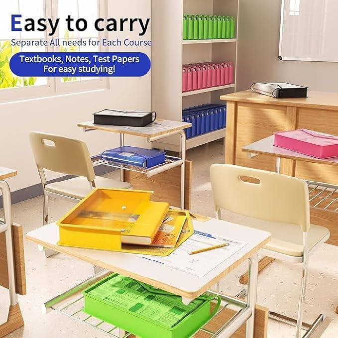 Plastic Expanding File Folder - Waterproof Transparent Expandable File Folder for Documents with Snap Closure, Colorful Organizer Holder for School Office Business Fit Letter/A4 Size - 5 Packs