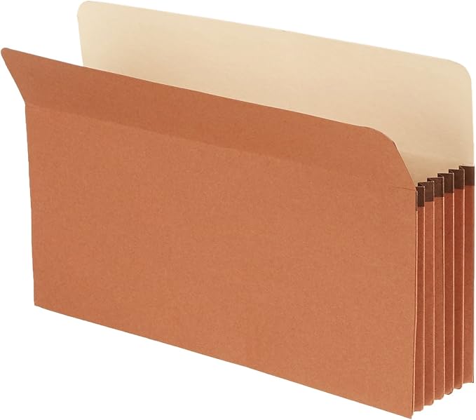 Amazon Basics Expanding Accordion File Folder Organizer, Legal Size, 5-1/4 Inch Expansion, Document Storage, Reinforced, Large Capacity, Red, 50-Pack, 9.5 x 14.8 Inches