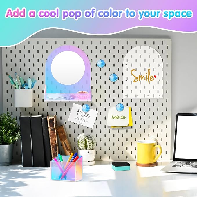 MoKo Locker Accessories Set, Back to School Supplies College Essentials Includes Magnetic Acrylic Board, Locker Mirror, Markers Holder, Marker Pens and Locker Magnets, Colorful