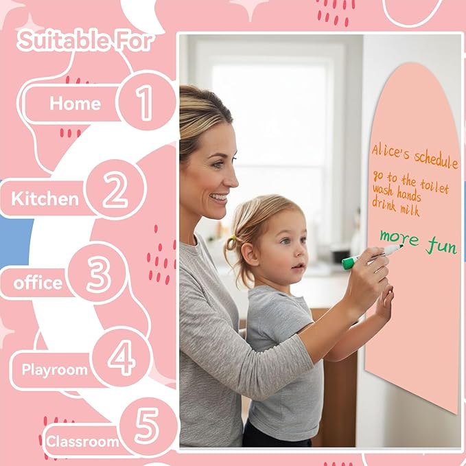 Magnetic Arch Wall Decal for Kids,Upgraded Thickened Magnetic Chalkboard for Most Wall,Suitable for Home Decoration Wallpaper and Children's Game Room (Camel Pink, 18x48 Inch)