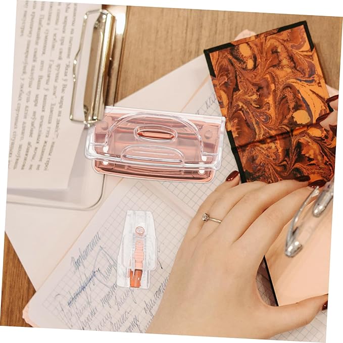 NUOBESTY 1 Set Transparent Stapler Hole Punch Efficient Puncher Stapler Remover Stylish Office Accessories for Accurate Document Alignment and Secure Fastening