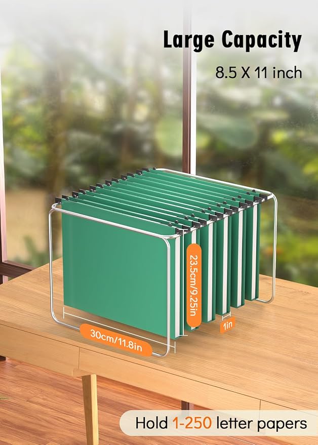 Extra Capacity Plastic Hanging File Folder, 12 Pack Reinforced Hang Folders Letter Size, Heavy Duty 1 Inch Expansion Filing Cabinet Folders, for Bulk Files, Medical Charts, Green