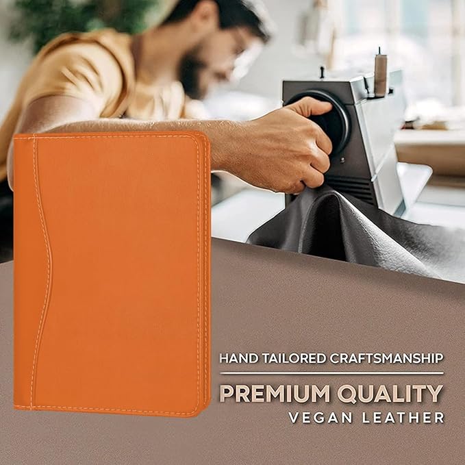 Lcjtop Padfolio/Portfolio Binder, Mini Padfolio Portfolio Binder 5 x 8 Legal Writing Pad, A5 Document Organizer Folder for Men Women, Orange