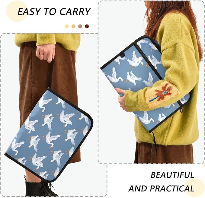 ALAZA Geese Cartoon Stylish 13 Pocket Expanding File Folder with Labels, Accordion File Folder File Organizer Letter A4 Paper for Office School Student