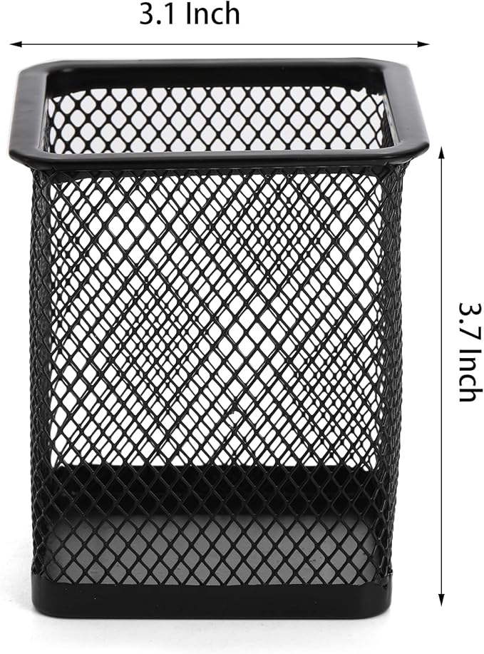 Nicunom 12 Pack Mesh Pen Holder for Desk, Wire Mesh Pencil Cup Holder Metal Pencil Holder Organizer for Office Home School Supplies, Black ﻿