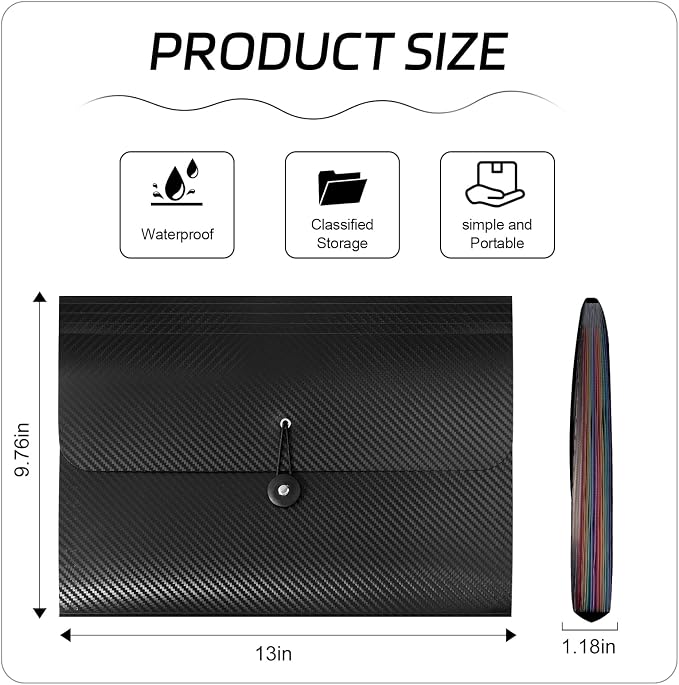 UMETDO 14 PCS Office Accordion File Organizer Bulk - 13 Pocket Plastics Expanding Folder with Tabs - Letter Size Loose Paper Folder for Work School Home, Student Teacher (Pack of 2)