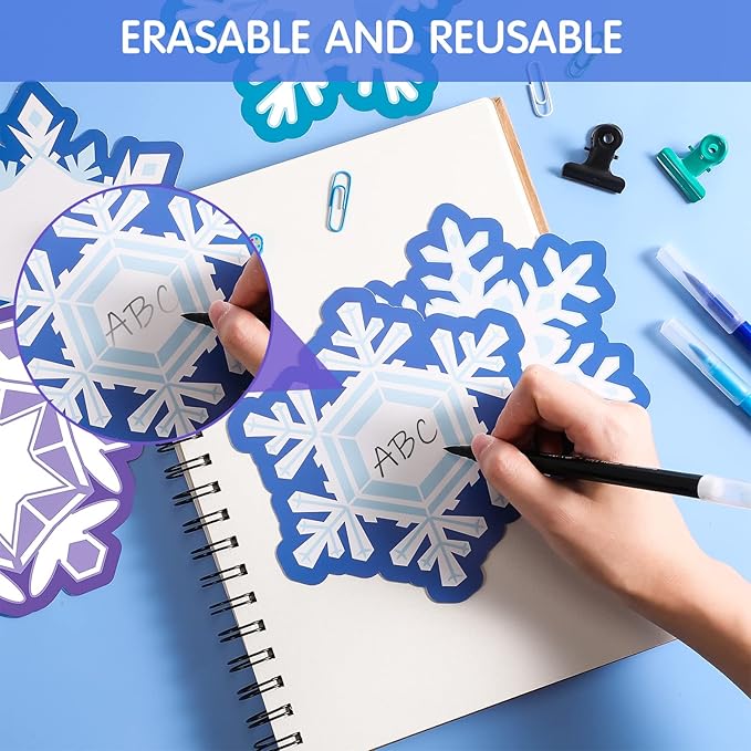 Faccito 90 Pieces Winter Cutout Decorations Snow Mix Cut Outs Christmas Snowflake Snowman Cutouts Mini Winter Bulletin Board for Classroom Christmas Party Holiday Decorations(Snowflake)