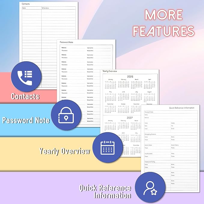 2026 Weekly & Monthly & Daily Planner from Jan 2026 - Dec 2026, Pu Leather Cover Planner, Academic Agenda Planning Organizer with 100GSM Thick Paper, A5 Size, Dark Blue