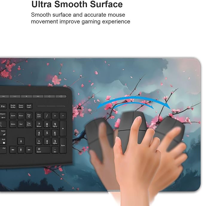 35.4" x 15.7" Cherry Blossom Extended Mouse Pad, Japanese Style Desk Mat with Non-Slip Base, Water Resistant for Gaming & Office