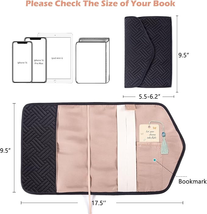 APLUFINE Reusable Book Cover with Magnet Closure - Adjustable Book Sleeve for Book Lovers Gift - Book Protector for Paperback -Book Covers for Hardcover - Book Pouch - Book Carrier