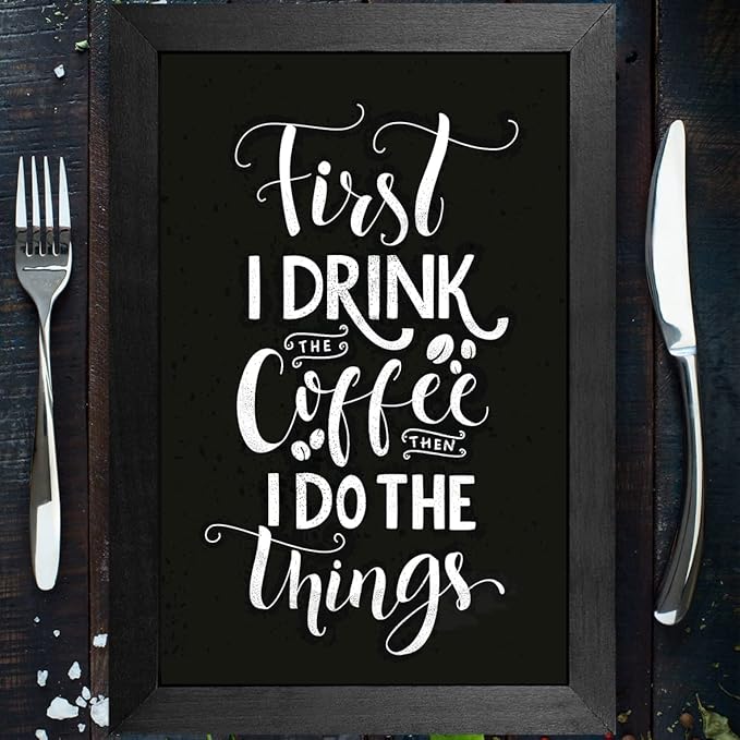 TORASO Chalkboard, Wood Frame Magnetic Chalkboard Sign, Black Wood Framed Chalk Board for Wedding, Kitchen, Bar, Restaurant, Menu & Home Decor, Hanging Chalkboards, 8.7" x 12.6"(BK-2232)