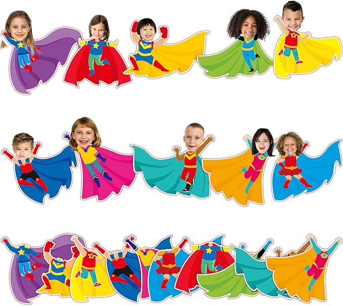 gisgfim 80Pcs Super Theme Hero Cutouts Back to School Decorations Bulletin Board Heroes Paper Cut-Outs Classroom Decor for Boy Girl DIY Craft Photo Wall Door Kindergarten Preschool Party Favor Supply