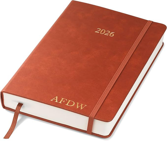 Wykeham's Executive 2026 Daily Journal Planner – US Public Holidays & Format – Customization Available (Personalized Brown, 8.5" x 5.5")
