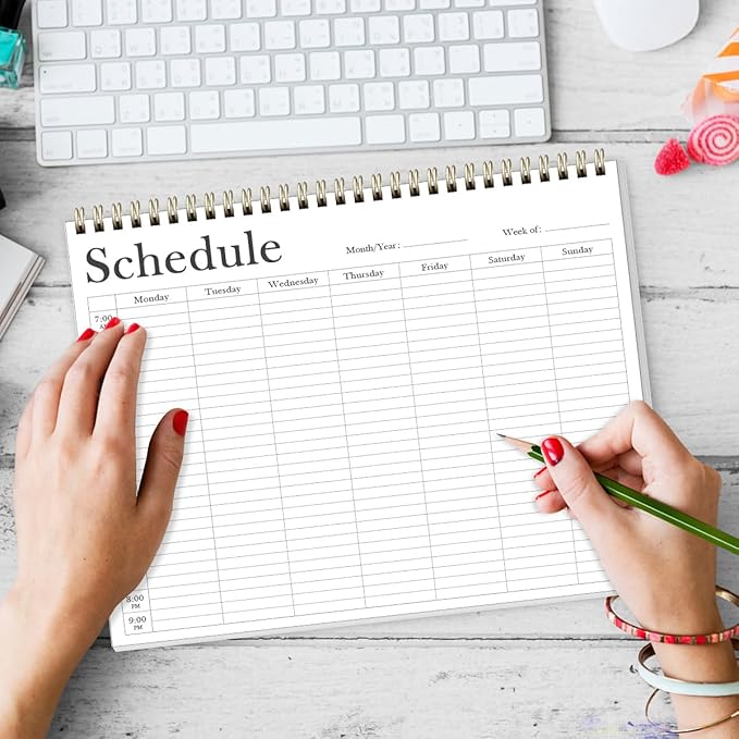 Weekly Schedule Planner - 8.5" x 11" Undated Weekly Planner (Schedule Planner) for Home, Work, School, Projects, 52 Weeks, Black