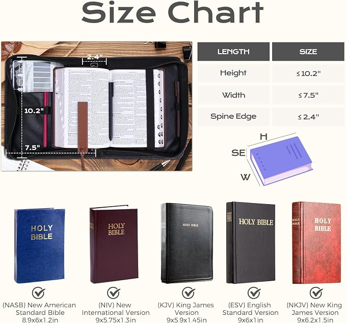 XKDOUS 20 Pcs Leather Bible Cover Case Kit Men's Bible Bag with Tabs, Pens, Study Supplies Portable Carrier Church Book Holder Christian Gift Father Day for Dad, Mom, Men, Women