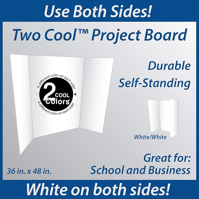 Eco Brites Two Cool Tri-Fold Poster Board, 36 X 48, White/White, 6/Carton