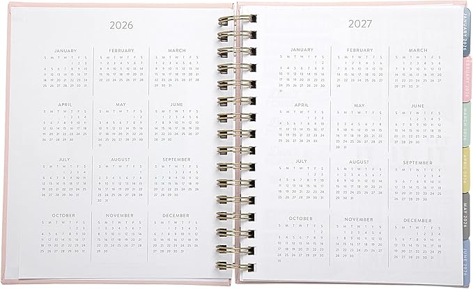 WORLD TRAVELER 2026 Planner Weekly and Monthly - 7'' x 8.75'' Hard Cover January December Spiral Daily Planner 2026 To Do List, Size 7X8.75, Pink Chasing