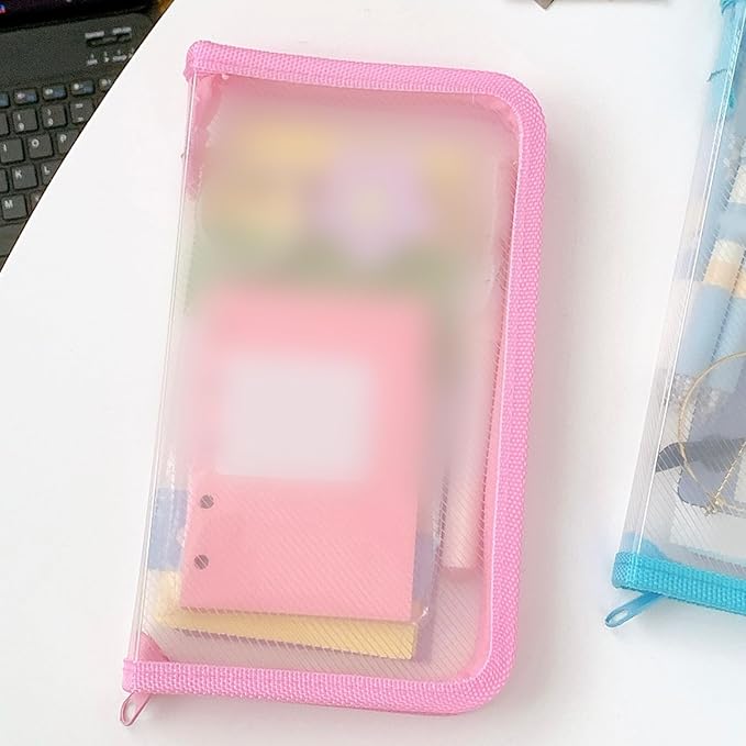 Clear File Storage Pouches Zippered Closure Receipt Folder Small Document Organiser Case for Office School Supplies Scratch Storage Pouches