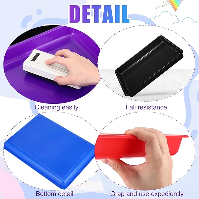 Hoteam 10 Pcs Flat Storage Organizer Tray Bin Paper Tray for Classroom Plastic Stackable File Organizer for School Office Teacher Book Organization(Simple Color,16.14 x 11.81 x 1.38 Inch)