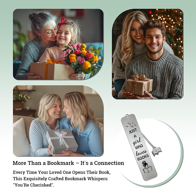 Funny Metal Bookmarks for Women Girls Just A Girl Who Loves Books Bookmark Stainless Steel Book Marks for Reading Kids Boys Teens Book Lover Christmas Gifts