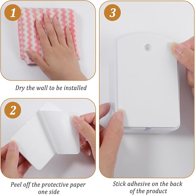 12pcs Wall Mount Remote Control Holder Organizer with Strong Adhesive Tape, ABS Plastic Storage Box for TV Remotes, Pens, Keys, Toothbrushes, Makeup Brushes, White Color