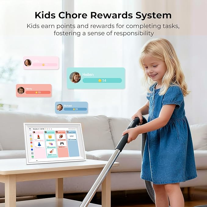 10.1'' Digital Calendar & Chore Chart - Smart Interactive Display for Family Schedules, 1280 * 800P IPS HD Touchscreen Electronic WiFi Planner