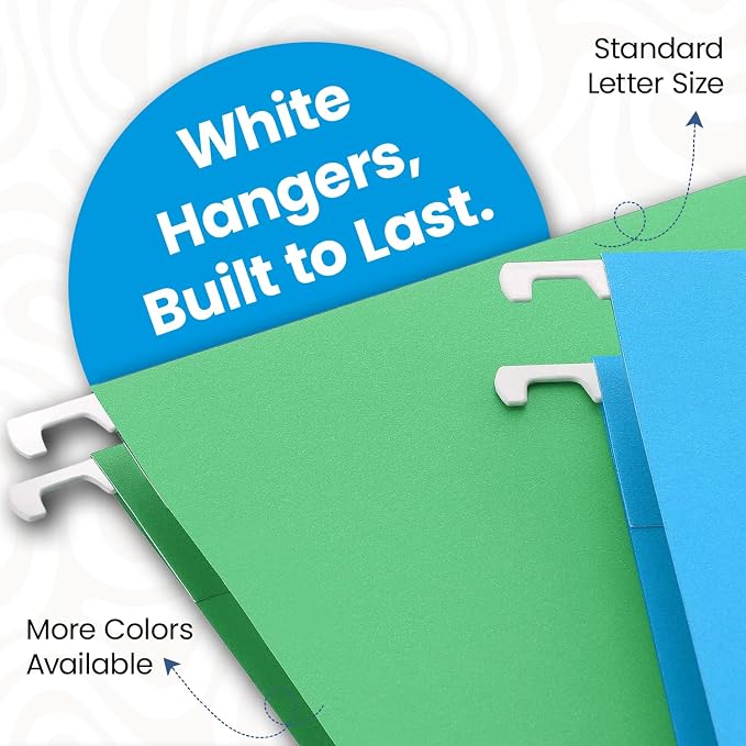 Pendaflex Recycled Hanging File Folders (25 Folders) & Two-Tone Color File Folders (36 Folders) - Assorted Color File Folders Letter Size - Perfect for Filing Cabinet, Desk & Home Office (Pack of 2)