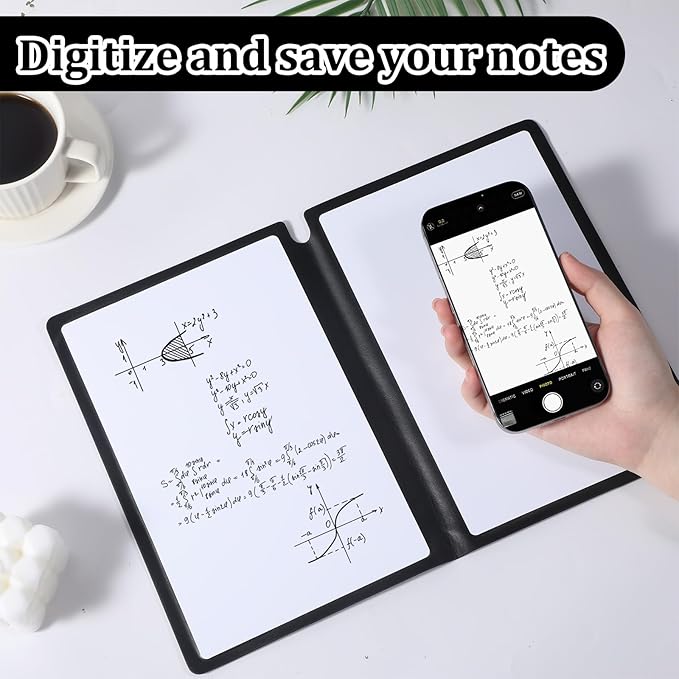 Thinp A5 Dry Erase Notebook, 9.5x6.6 Inch Whiteboard Notebook Reusable Folding White Board Double Sided Handheld Whiteboard for Business Office School Home (Light Blue)