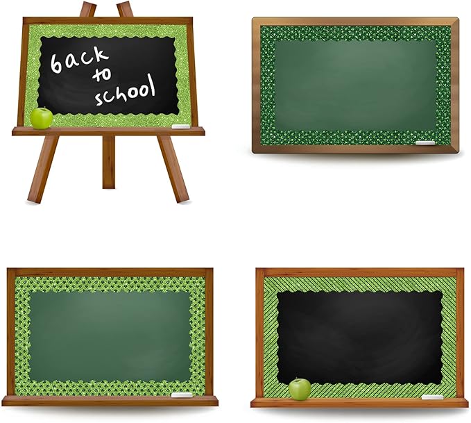 Whaline 69 Ft St. Patrick's Day Glitter Bulletin Board Borders 5 Designs Shine Green Shamrock Clover Stripe Dot Border Trim Bulletin Board Stickers for Classroom Office Irish Party Decor